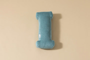 Coussin Lettre I - Velours Côtelé Bleu