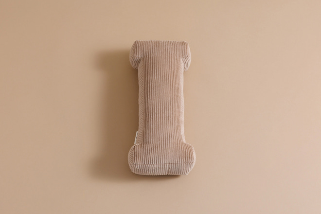Coussin Lettre I - Velours Côtelé Cappuccino