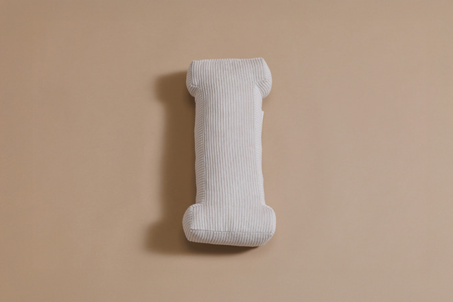 Coussin Lettre I - Velours Côtelé Écru
