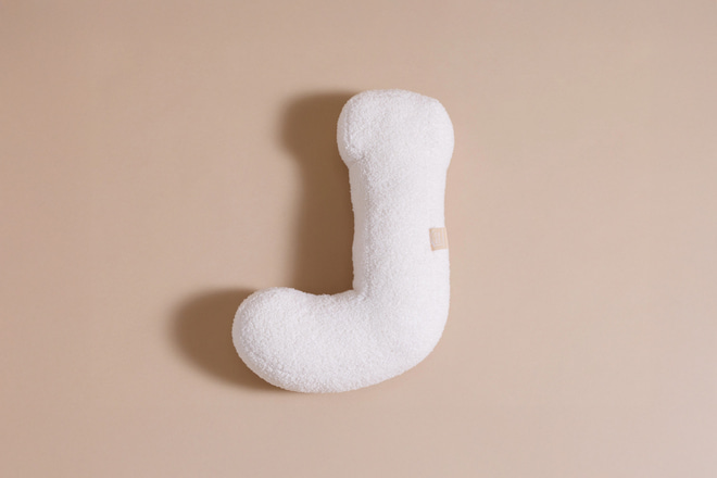 Letter Cushion J - Off White Bouclé