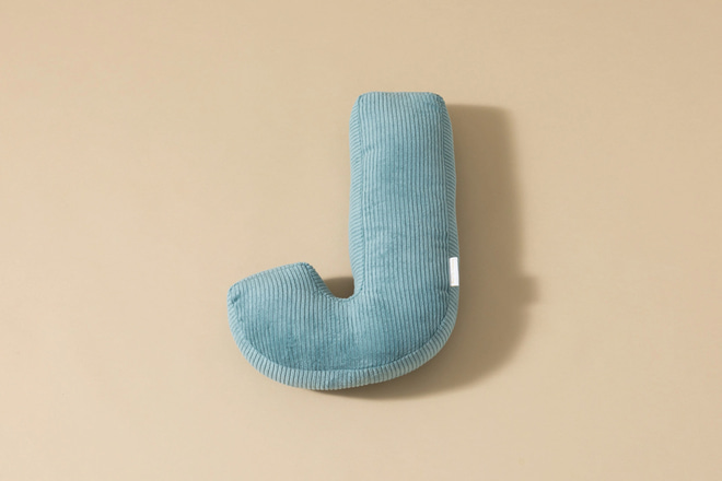 Cuscino Lettera J - Velluto a Coste Blu