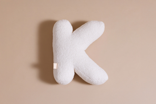 Letter Cushion K - Off White Bouclé