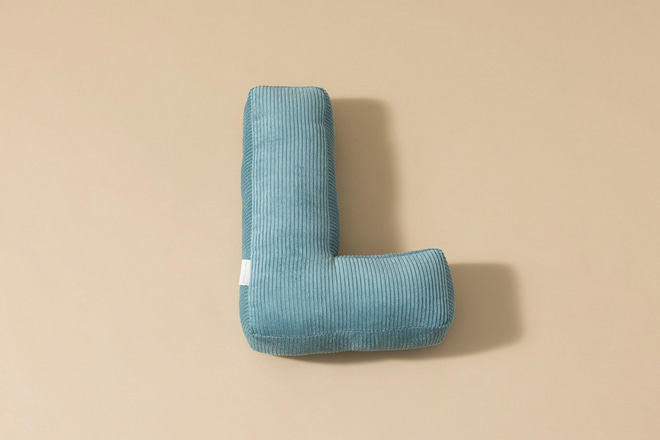 Letter Cushion L - Blue Corduroy