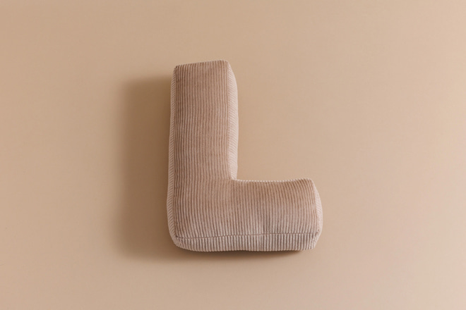 Coussin Lettre L - Velours Côtelé Cappuccino