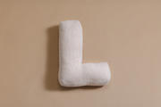 Coussin Lettre L - Velours Côtelé Écru