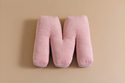 Coussin Lettre M - Velours Côtelé Rose