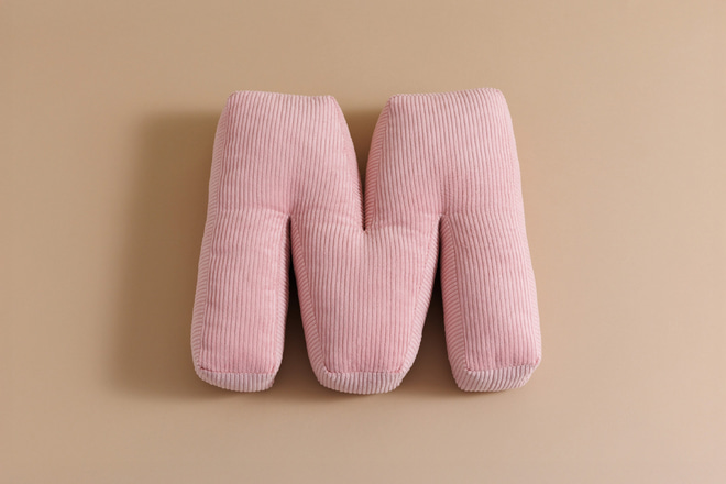 Letter Cushion M - Pink Corduroy