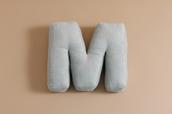 Letter Cushion M - Water Green Corduroy