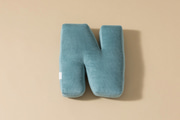 Letter Cushion N - Blue Corduroy