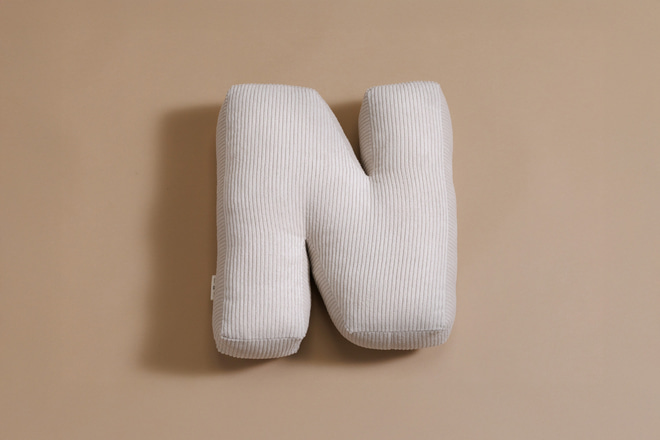 Letter Cushion N - Ecru Corduroy