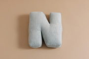 Coussin Lettre N - Velours Côtelé Vert d'eau
