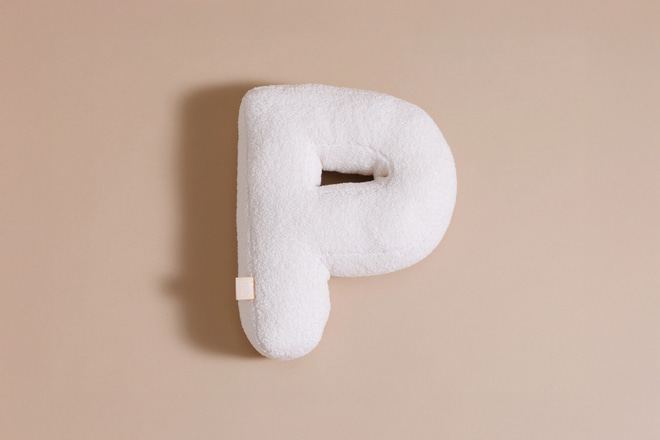 Letter Cushion P - Off White Bouclé