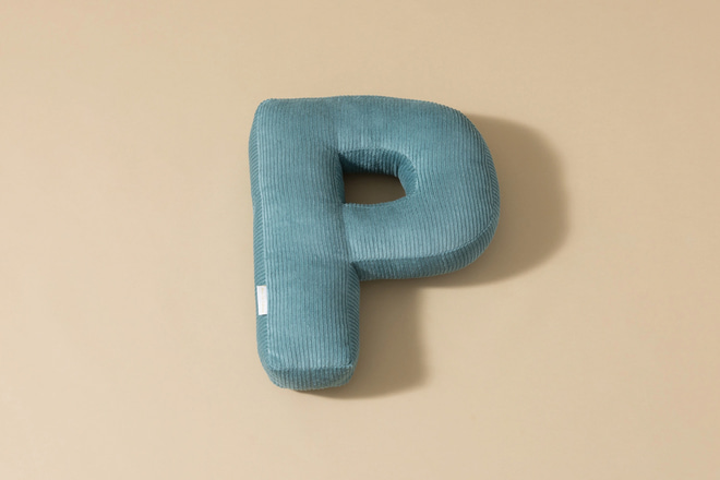 Cuscino Lettera P - Velluto a Coste Blu