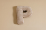 Coussin Lettre P - Velours Côtelé Cappuccino