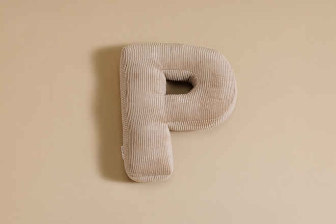 Letter Cushion P - Cappuccino Corduroy
