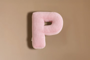 Cuscino Lettera P - Velluto a Coste Rosa