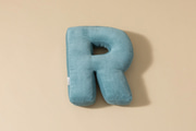 Buchstaben-Kissen R - Blau Kord