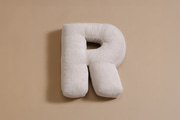 Coussin Lettre R - Velours Côtelé Écru 