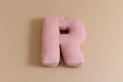 Cuscino Lettera R - Velluto a Coste Rosa