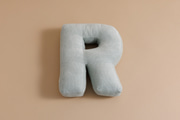 Coussin Lettre R - Velours Côtelé Vert d'eau