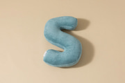 Cuscino Lettera S - Velluto a Coste Blu