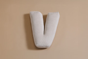 Coussin Lettre V - Velours Côtelé Écru
