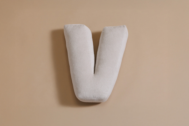 Letter Cushion V - Ecru Corduroy
