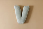 Letter Cushion V - Water Green Corduroy