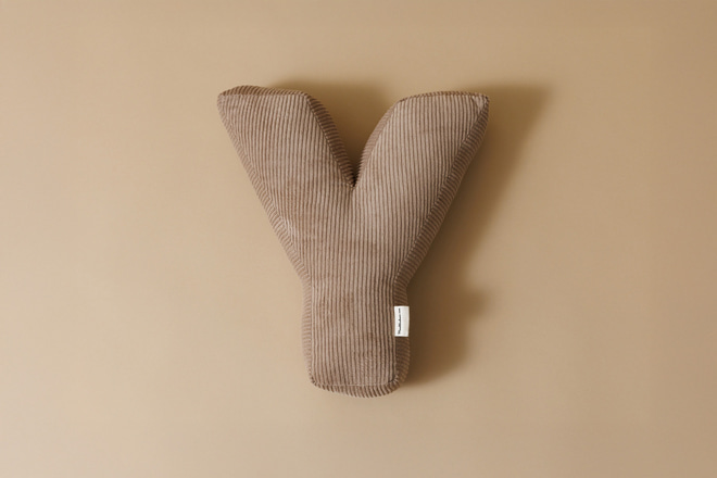 Coussin Lettre Y - Velours Côtelé Cappuccino