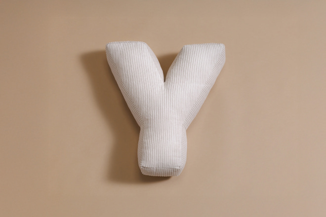 Coussin Lettre Y - Velours Côtelé Écru