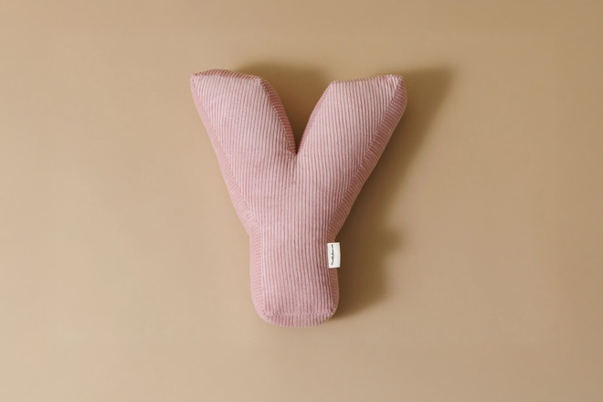 Cuscino Lettera Y - Velluto a Coste Rosa