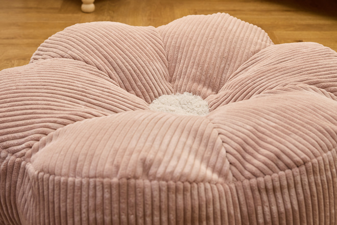 Pouf en Velours Fleur - Rose
