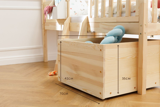 Tiroir pour Lit Surélevé 90x190cm - Bois Naturel