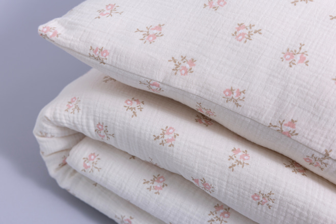 Cotton Muslin 120x170 Duvet & Pillow Set With Filling - Vintage Flowers