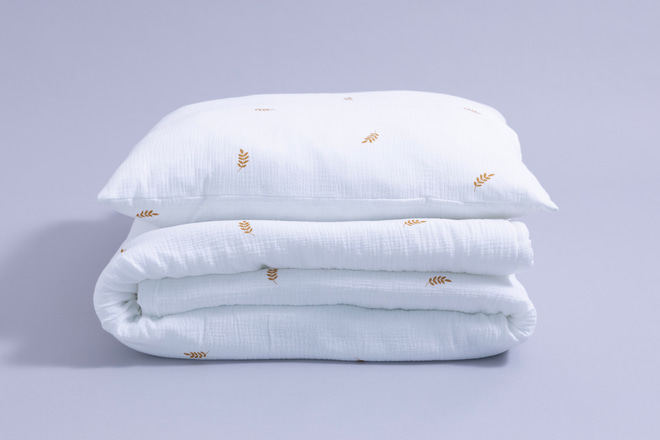 Cotton Muslin 120x170 Duvet & Pillow Set With Filling - Wheat Fields