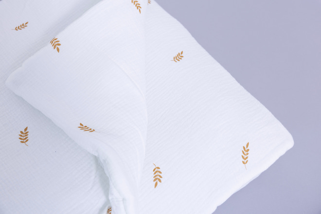 Cotton Muslin 120x170 Duvet & Pillow Set With Filling - Wheat Fields