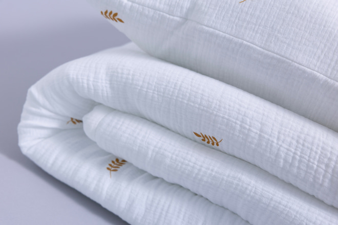 Set piumone e cuscino in mussola di cotone 120x170 - Campo di grano