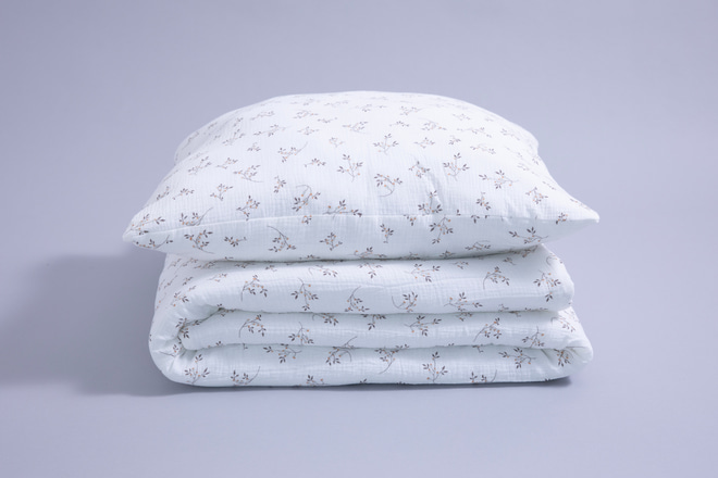 Juego de edredón y almohada de muselina de algodón 120x170 con relleno - Cotton Flowers