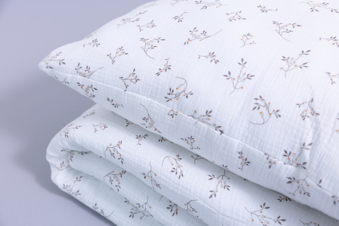 Juego de edredón y almohada de muselina de algodón 120x170 con relleno - Cotton Flowers