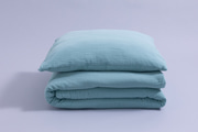Ensemble Couette et Oreiller 120x170 Mousseline de Coton Avec Garnissage - Eucalyptus