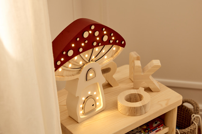 Lampa Little Lights Červená Houba LED