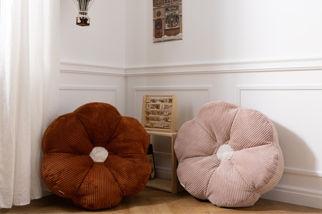 Corduroy Flower Pouffe – Cinnamon