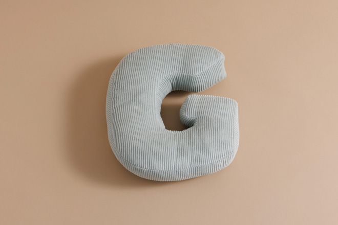 Letter Cushion G - Water Green Corduroy