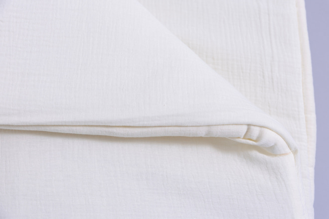 Ensemble Couette et Oreiller 120x170 Mousseline de Coton Avec Garnissage - Vanille