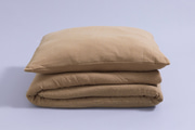 Cotton Muslin 120x170 Duvet & Pillow Set With Filling - Camel & Gold Dots