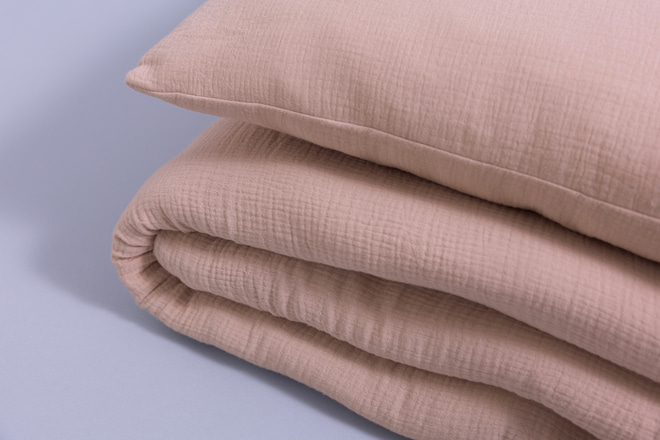 Cotton Muslin 120x170 Duvet & Pillow Set With Filling - Cocoa