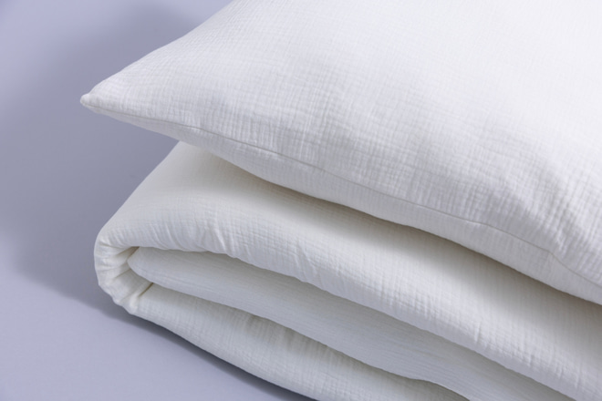 Set piumone e cuscino in mussola di cotone 140x200 - Vaniglia