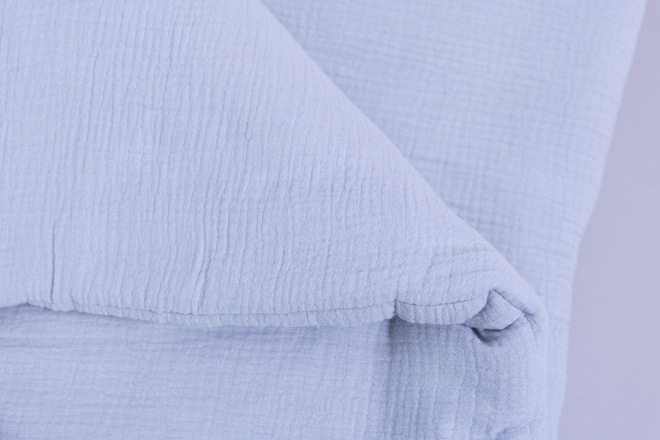 Cotton Muslin 120x170 Duvet & Pillow Set With Filling - Blue