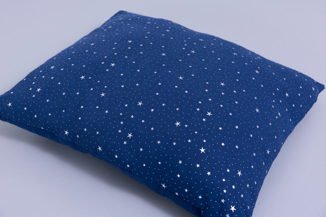 Set piumone e cuscino in mussola di cotone 120x170 - Blu Marino con Stelle Argentate