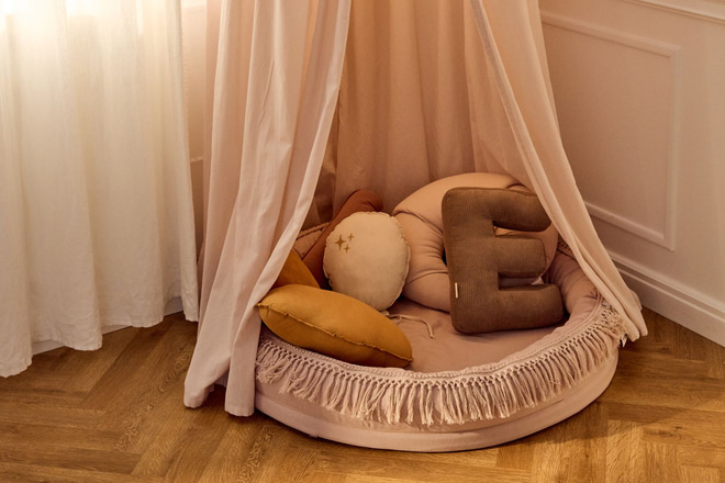 Puff Boho Rosa Empolvado